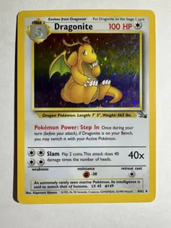 Pokemon Dragonite 4/62 Fossil Set Holo Pokemon Card Rare 1999 - Image 1