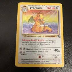 Pokemon TCG Dragonite Holo Rare Card 4/62 Fossil 1999 - Image 1