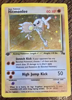 Hitmonlee 7/62 Fossil 1st Edition LP/MP Holo Rare Vintage 1999 WOTC Pokemon Card - Image 1