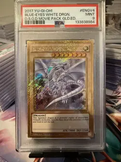 Yu-Gi-Oh! TCG Blue-Eyes White Dragon Gold Secret Rare Card MVP1-ENGV4 PSA 9 - Image 1