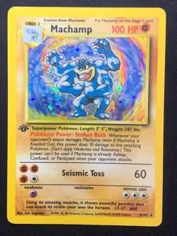 MACHAMP 1ST EDITION - 008/102 - DECK EXCLUSIVES - HOLO RARE POKEMON CARD - MP - Image 1