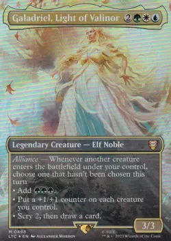MTG LotR Commander - Galadriel, Light of Valinor - LTC 498 - Borderless FOIL - Image 3