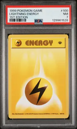1999 Pokemon Base Basic 1st Edition Lightning Energy 100 PSA 7 NEAR MINT - Image 1