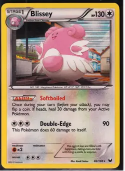 2012 POKEMON BLISSEY 82/108 DARK EXPLORERS - HOLO- RARE - NM/M - Image 1