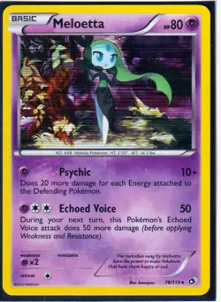 2013 POKEMON MELOETTA 78/113 Legendary Treasures - RARE- HOLO NM/M - Image 1