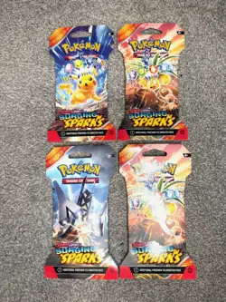 Pokemon TCG Surging Sparks Sleeved Booster Pack Sealed Lot of 4 - Image 1
