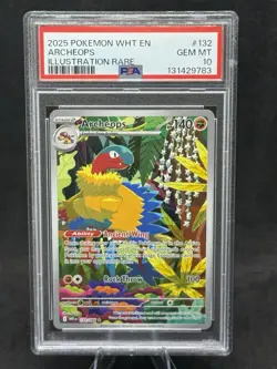 2025 POKEMON WHT EN-WHITE FLARE ILLUSTRATION RARE #132 ARCHEOPS PSA 10 - Image 1