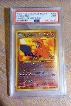 PSA 9 Charizard No. 006 2000 Pokemon Japanese Neo 2 Promo Reverse Foil Card - Image 1