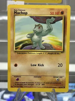 Machop 52/102 Shadowless Base Set Non-Holo Pokemon Card - LP - Image 1