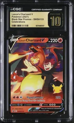 CGC10 Prist. Lance's Charizard V Black Star Promo SWSH 133 Pokemon Celebrations - Image 1
