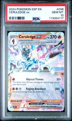 2024 POKEMON SSP EN-SURGING SPARKS #036 CERULEDGE EX PSA 10 - Image 1