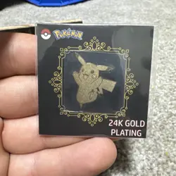 24k Gold Plated Pokemon Sticker - Pikachu - Image 1