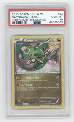 2013 POKEMON BLACK & WHITE LEGENDARY TREASURES RAYQUAZA HOLO #93 PSA 10 Q1887 - Image 1