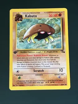 Pokemon TCG Kabuto Fossil, 1rst Edition, Base Set, Regular - Image 1