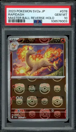 Pokemon PSA 10 Japanese 151 Rapidash 078/165 Master Ball Reverse Holo Mint - Image 1