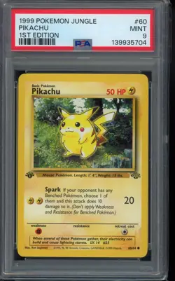 PSA 9 - 1999 Pikachu 60/64 Jungle Regular 1st Edition Pokemon - Image 1