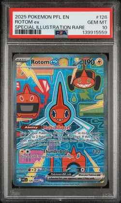 2025 POKEMON PFL EN-PHANTASMAL FLAMES SPECIAL ILLUSTRATION RARE ROTOM EX PSA 10 - Image 1