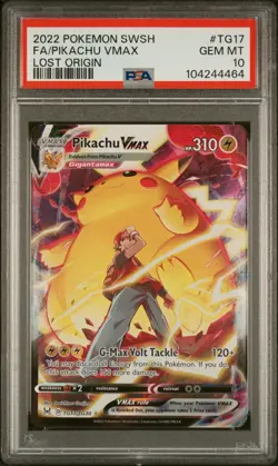 2022 POKEMON SWORD & SHIELD LOST ORIGIN #TG17 FULL ART/PIKACHU VMAX PSA 10 - Image 1
