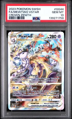 2023 Pokemon Sword And Shield Crown Zenith Mewtwo VSTAR #GG44 PSA 10 - Image 1