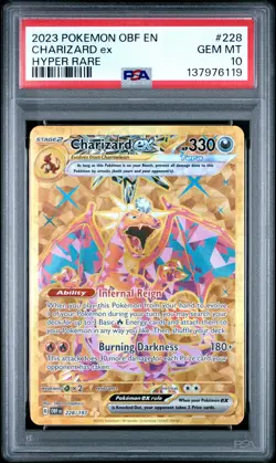 2023 POKEMON OBF EN-OBSIDIAN FLAMES HYPER RARE #228 CHARIZARD EX PSA 10 - Image 1