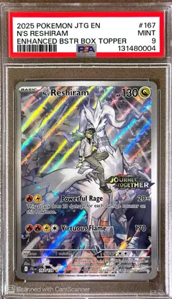 2025 POKEMON JTG EN-JOURNEY TOGETHER #167 N'S RESHIRAM PSA 9 STAMPED PROMO - Image 1