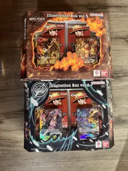 One Piece Card Game Illustration Box vol.5(x5) & vol.6(x4) Sealed Boxes IN HAND! - Image 1