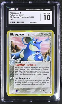 CGC 10 GEM MINT Nidoqueen 2006 EX Dragon Frontiers 7/101 Holo Pokemon Card - Image 1