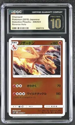 CGC 10 Pristine Charizard Reverse Holo 006/024 Pokemon Card Detective Pikachu - Image 1