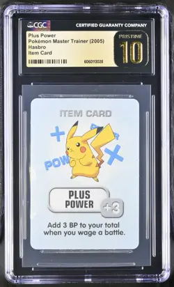 CGC 10 Pristine - Pikachu Plus Power - Pokemon Master Trainer Hasbro Item Card - Image 1