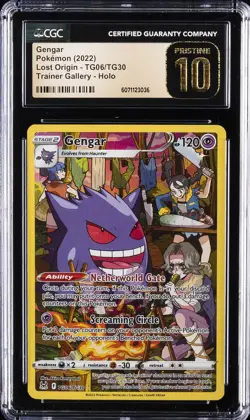 2022 POKEMON LOST ORIGIN TRAINER GALLERY #TG06 GENGAR CGC 10 PRISTINE - Image 1