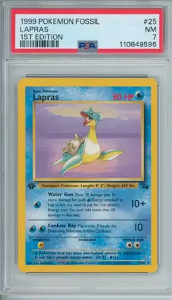 1999 Pokemon Fossil Lapras 1st Edition Non Holo PSA 7 Fresh Grade #25 - Image 1
