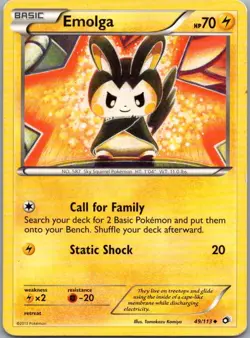 Emolga 49/113 Uncommon Regular BW: Legendary Treasures Pokemon TCG - Image 1