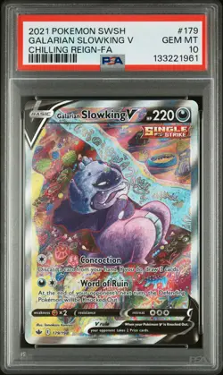 2021 POKEMON SWORD & SHIELD CHILLING REIGN FULL ART/GALARIAN SLOWKING V PSA 10 - Image 1