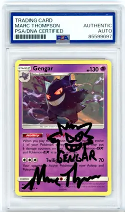 PSA Signed Marc Thompson Pokemon Gengar 70/214 Sm-Unbroken Bonds Regular - Image 1