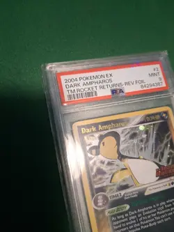 2004 POKEMON EX TEAM ROCKET RETURNS #2/109 DARK AMPHAROS HOLO PSA 9 - Image 3