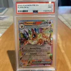 2025 POKEMON “PRE EN” FLAREON EX #014 PSA 9 MINT - Image 1
