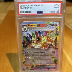 2025 POKEMON “PRE EN” FLAREON EX #014 PSA 9 MINT - Image 3