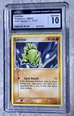Pokemon TCG Larvitar 11/17 POP Series 1 2004 CGC GEM 10 - Image 1