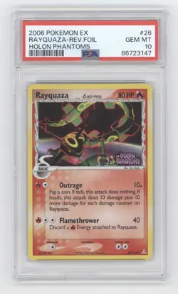 2008 POKEMON EX HOLON PHANTOMS RAYQUAZA REVERSE FOIL 26/110 PSA 10 TCG Q1887 - Image 1