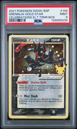 2021 POKEMON SWSH BLACK STAR PROMO #144 GRENINJA-GOLD STAR PSA 9 - Image 1