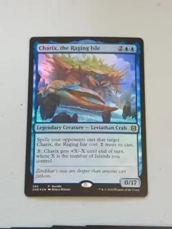 Charix, The Raging Isle with 20 Foil Lands, ZNR Bundle Lot of 21x Holo MTG Cards - Image 2