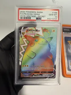 Pokemon Pikachu VMAX Vivid Voltage Rainbow Secret Rare Card 188/185 PSA 10 - Image 1