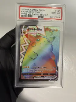 Pokemon Pikachu VMAX Vivid Voltage Rainbow Secret Rare Card 188/185 PSA 10 - Image 3