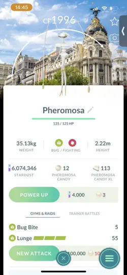Pokemon Go Ultra Beast Pheromosa Go Fest With Background ( Madrid ) - Image 1