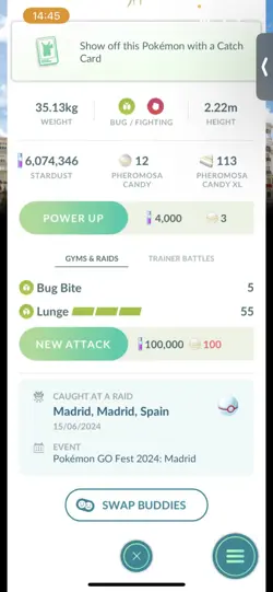 Pokemon Go Ultra Beast Pheromosa Go Fest With Background ( Madrid ) - Image 2
