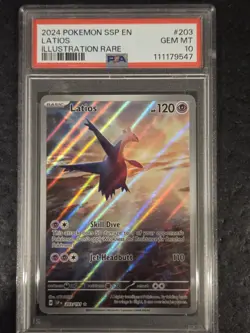 2024 Pokemon SSP en Surging Sparks Latios Illustration Rare #203 PSA 10 Gem Mint - Image 1