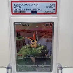 2025 Pokemon SVP EN-SV Black Star Promo - Victini #208 Unova Collection - PSA 10 - Image 1