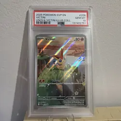 2025 Pokemon SVP Black Star Promo Victini Unova Illustruation Coll PSA 10 #208 - Image 1