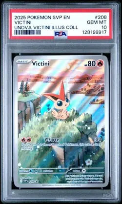 2025 Pokemon SVP EN-SV Black Star Promo - Victini #208 Unova Collection - PSA 10 - Image 1