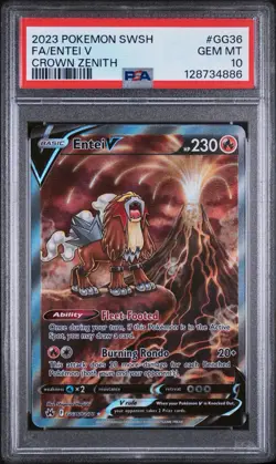 2023 Pokemon Sword & Shield SWSH Full Art Entei V Crown Zenith #GG36 PSA 10 Gem - Image 1